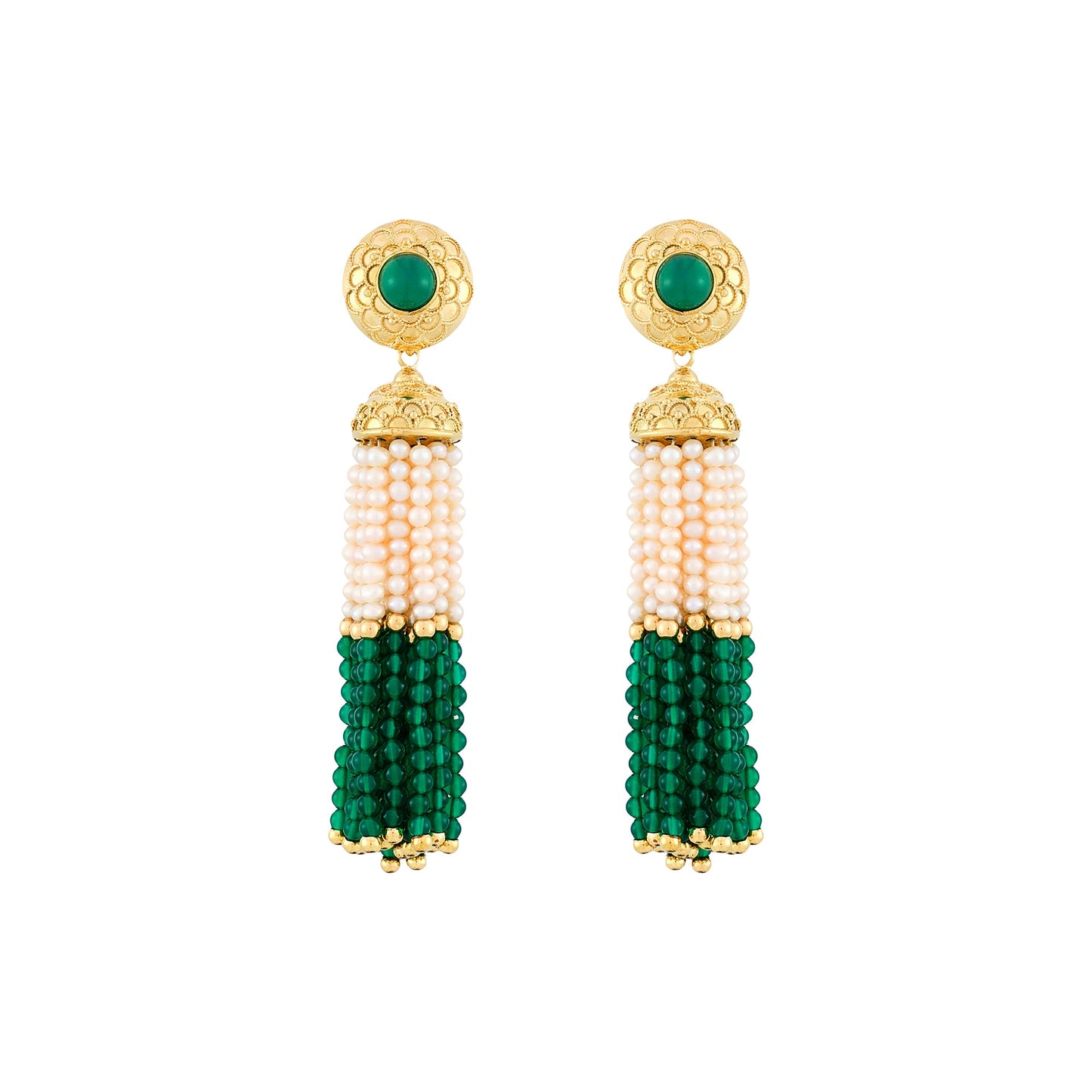 Vintage Chrysoprase and Pearl Earrings