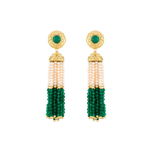 Vintage Chrysoprase and Pearl Earrings