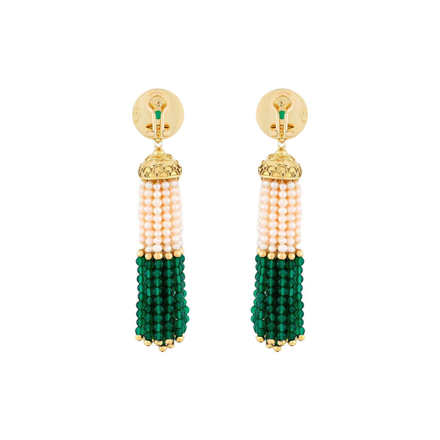 Vintage Chrysoprase and Pearl Earrings