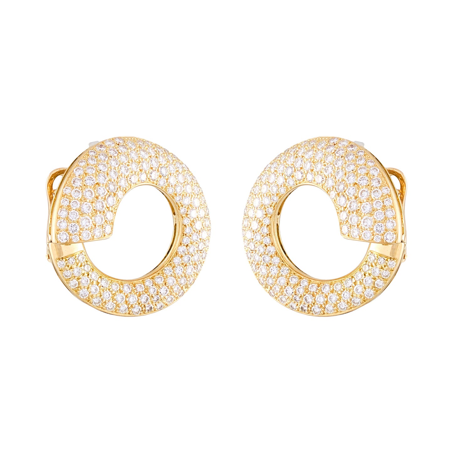 Vintage French "Volutes" Diamond Earrings