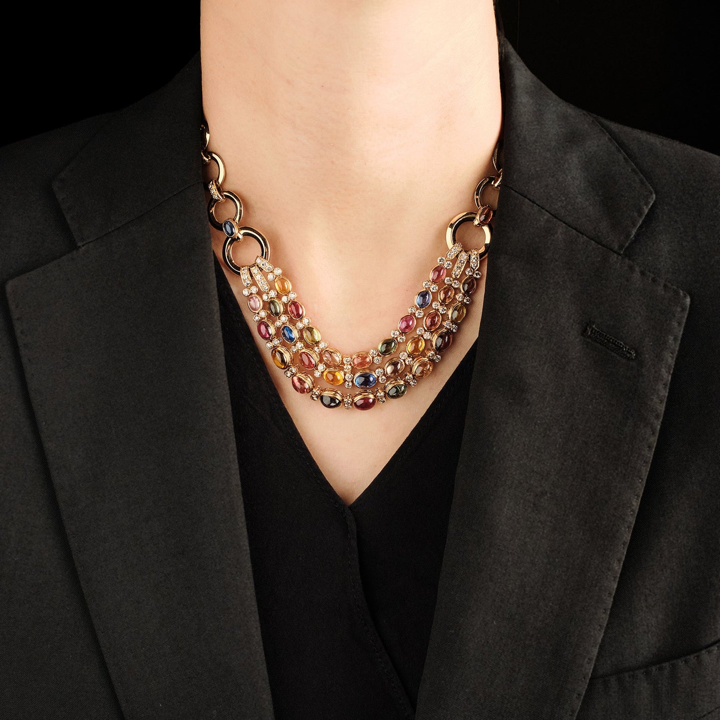 French Multi-Gem Demi Parure