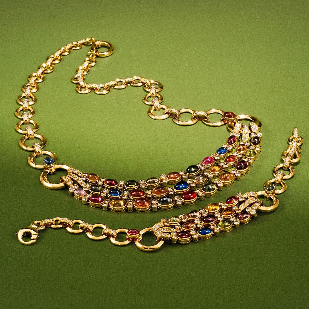 French Multi-Gem Demi Parure