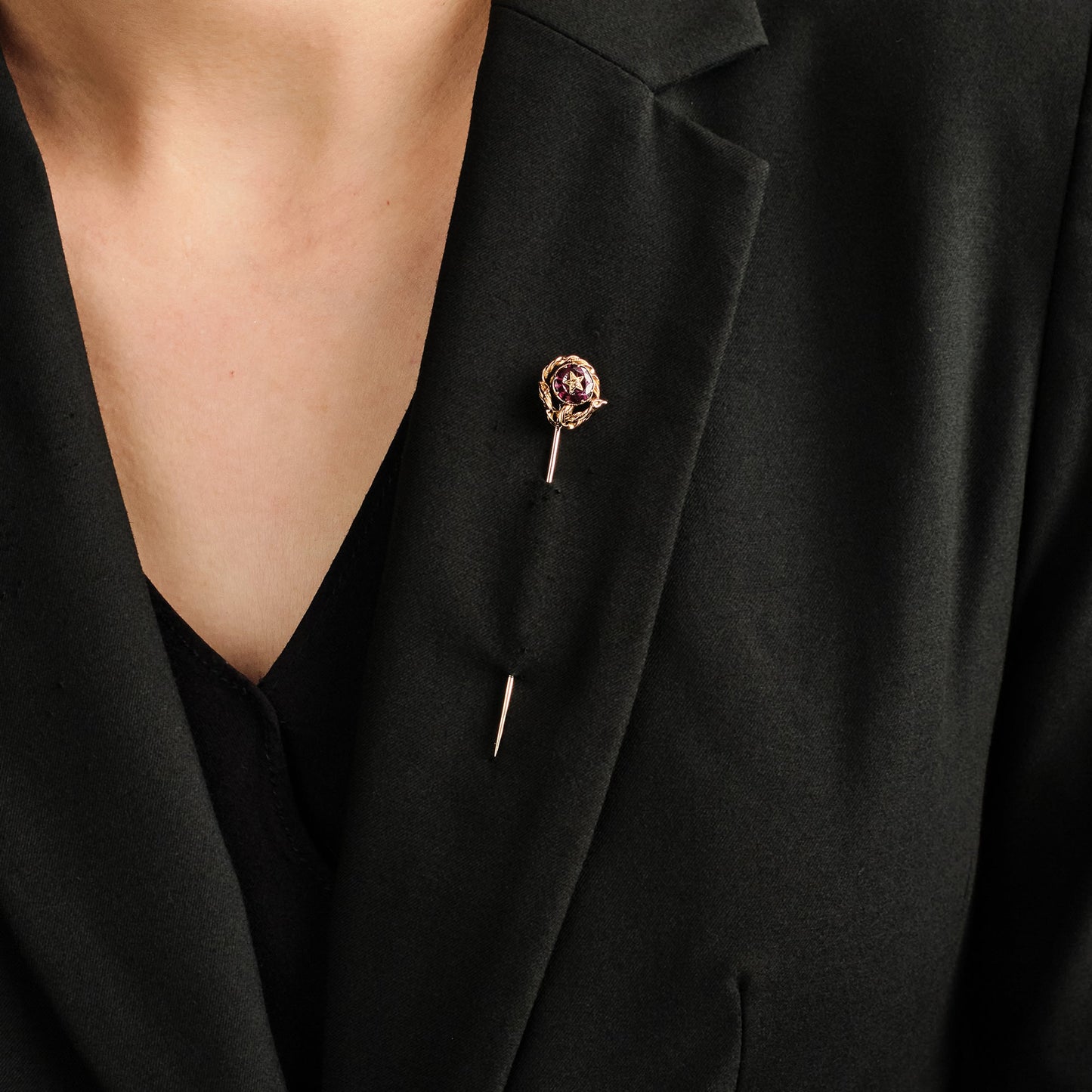 Antique Rhodolite Stick Pin