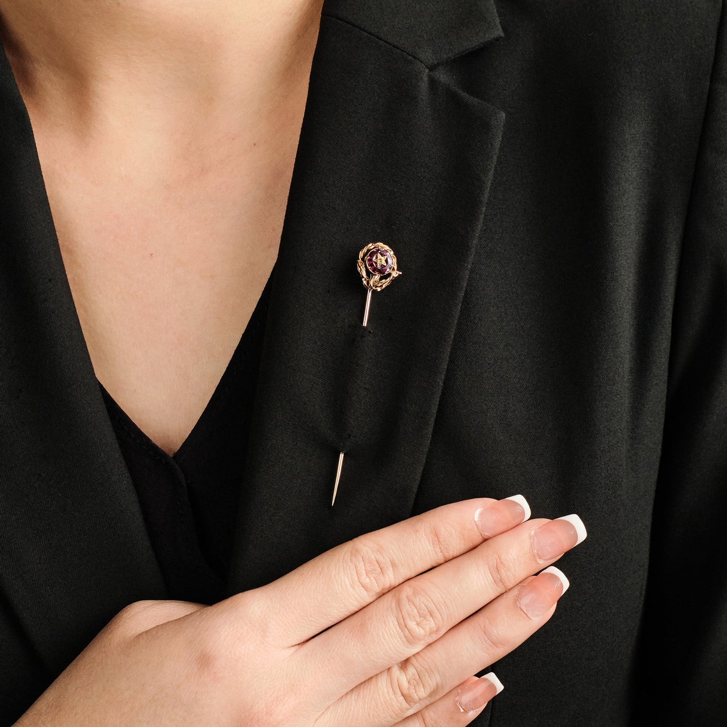 Antique Rhodolite Stick Pin
