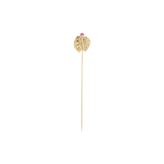 Antique Gold Leaves Stick Pin