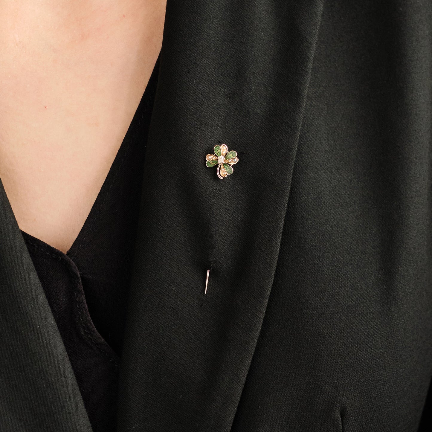 Antique Enamel Flower Stick Pin