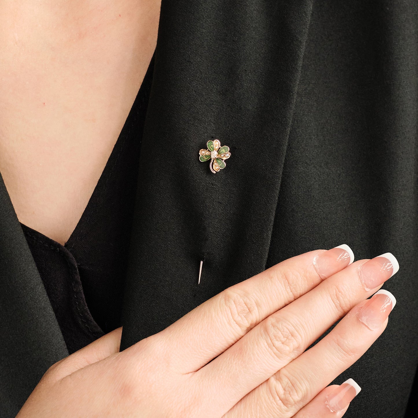 Antique Enamel Flower Stick Pin