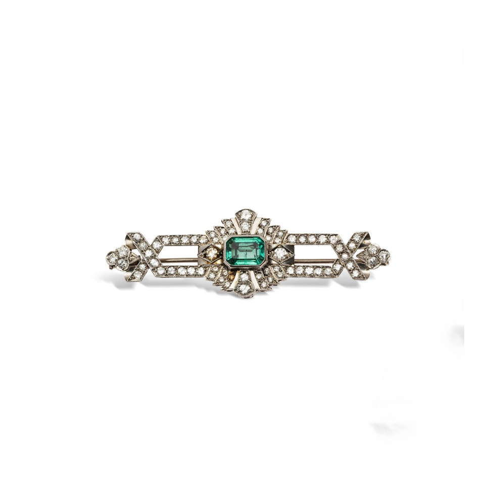 Art Deco Emerald Brooch