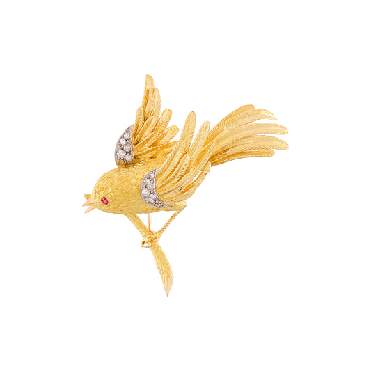 Vintage Bird on Branch Brooch