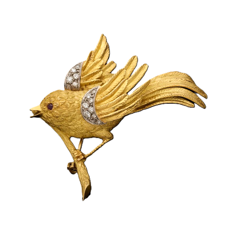 Vintage Bird on Branch Brooch