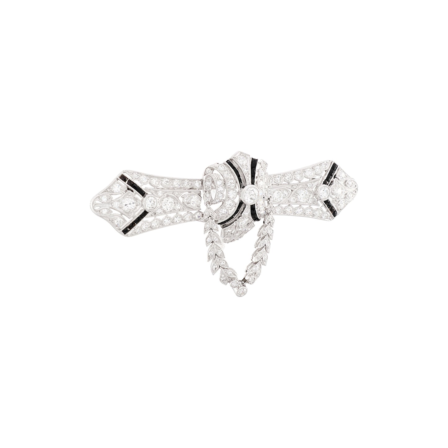 Art Deco Diamond and Chalcedony Brooch