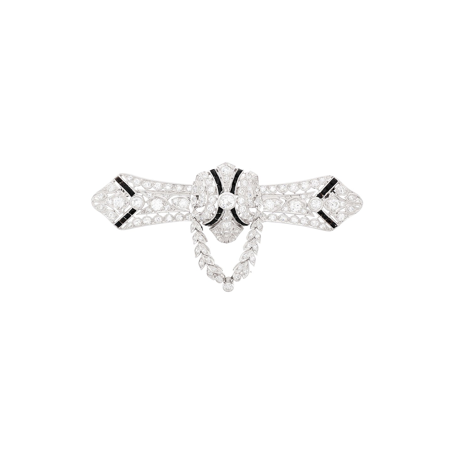 Art Deco Diamond and Chalcedony Brooch