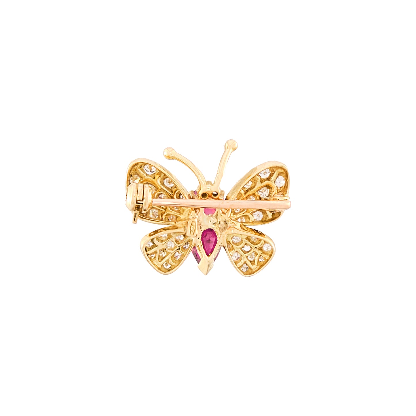 Vintage Ruby Butterfly Brooch