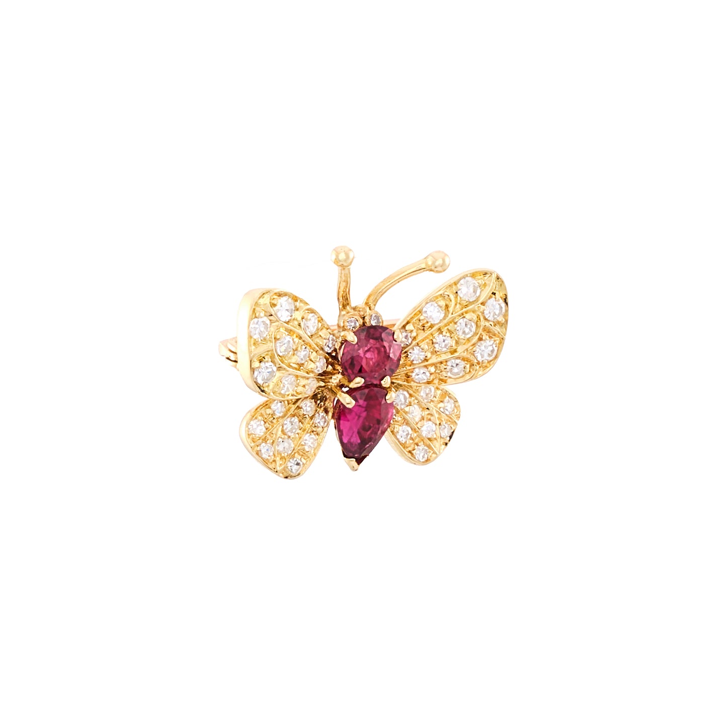 Vintage Ruby Butterfly Brooch