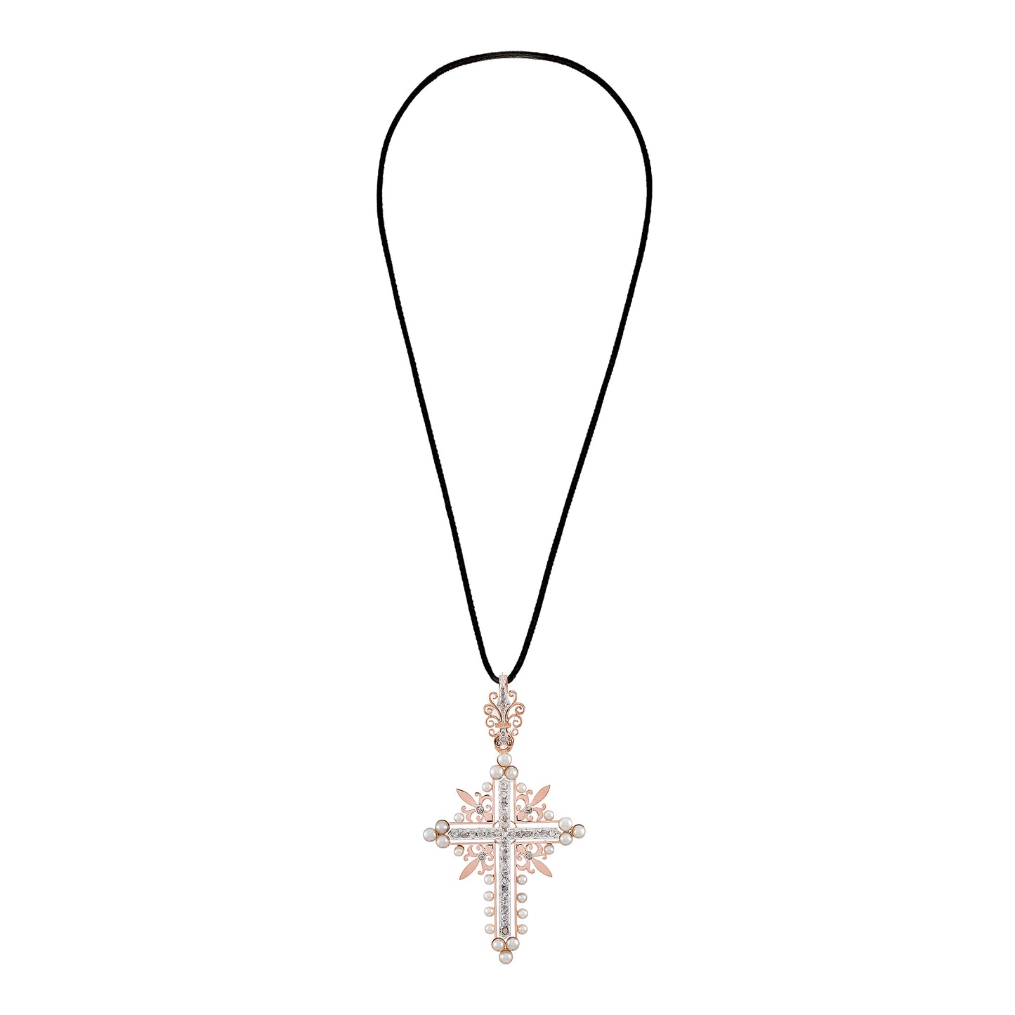 Antique Pearl and Diamonds Cross
