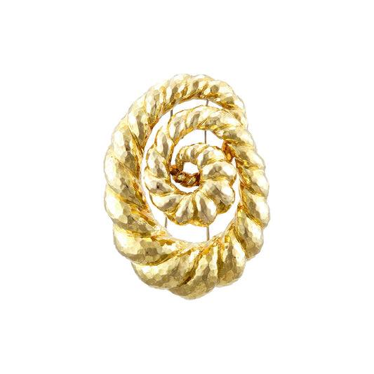David Webb Hammered Swirl Brooch