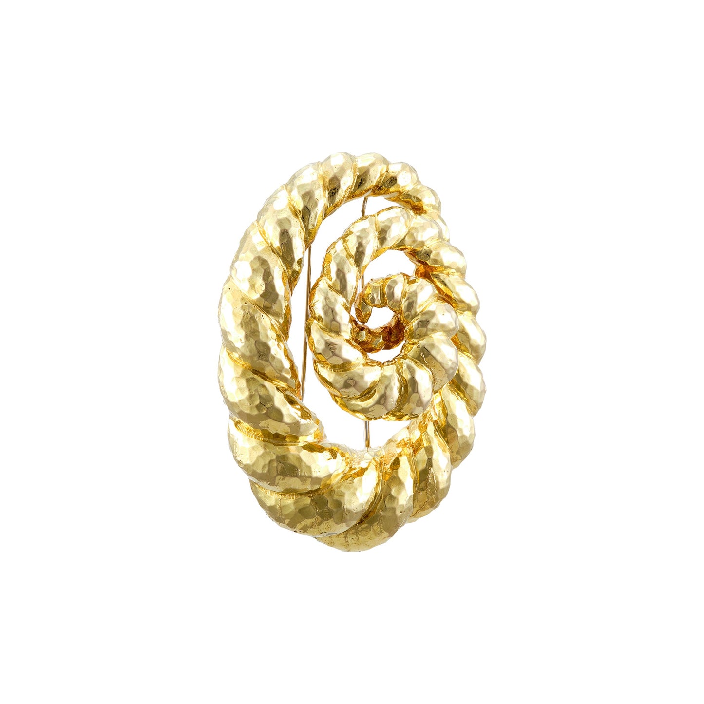 David Webb Hammered Swirl Brooch