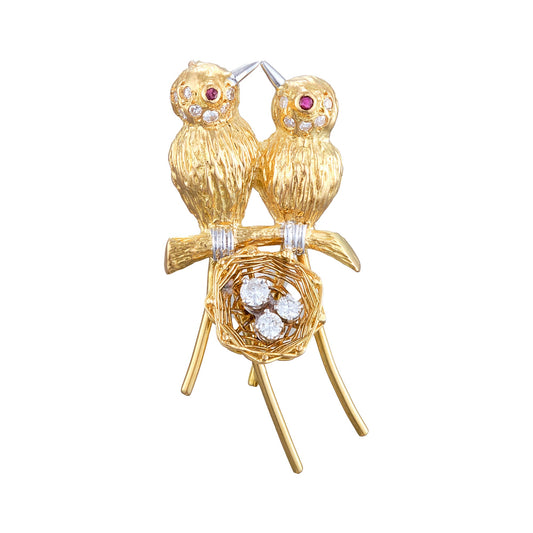 Vintage Love Birds Brooch