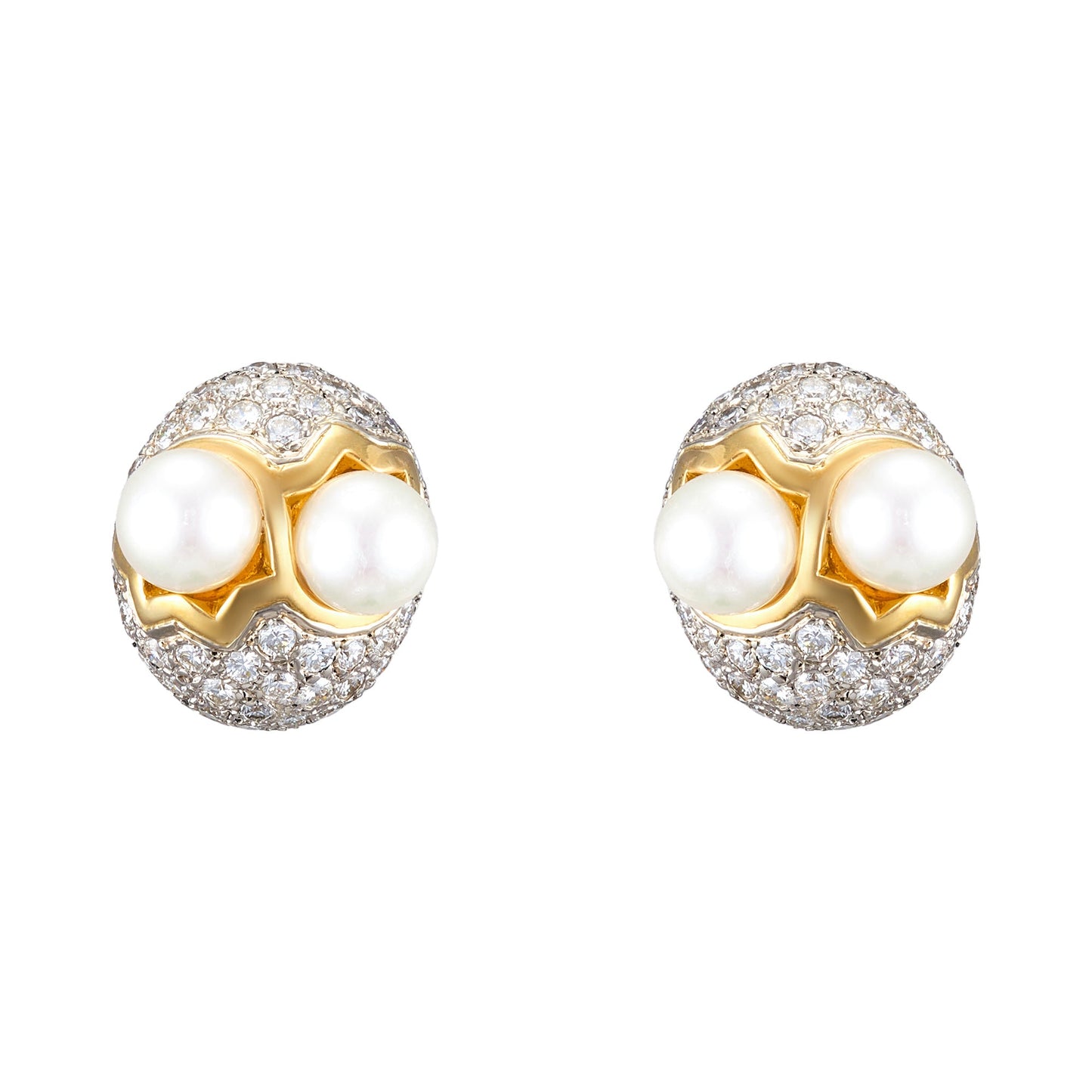 Vintage Pearl and Diamond Earclips
