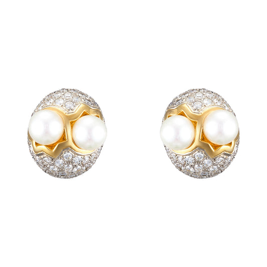 Vintage Pearl and Diamond Earclips
