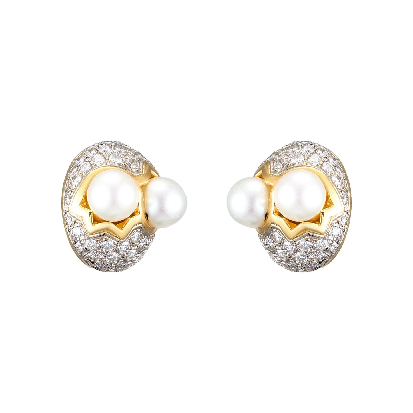 Vintage Pearl and Diamond Earclips