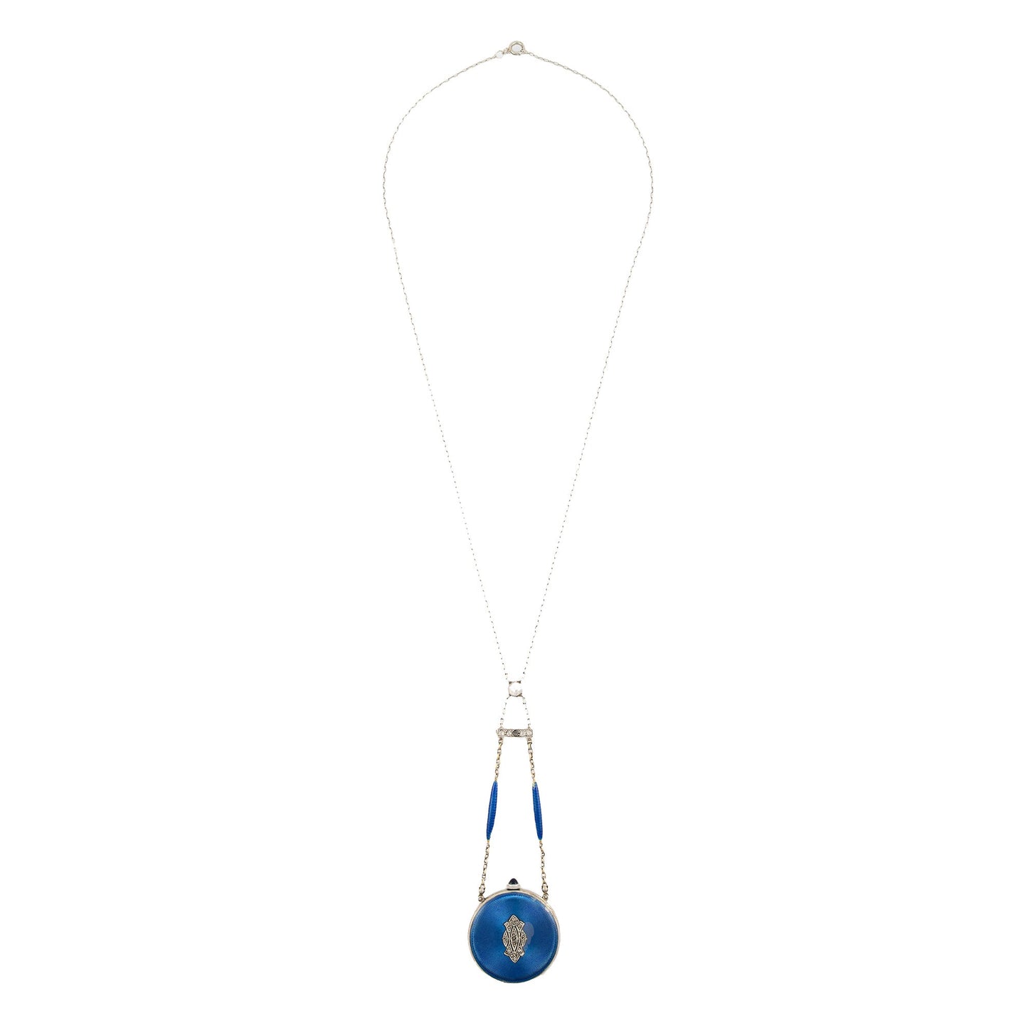 Antique Enamel Watch Pendant Necklace