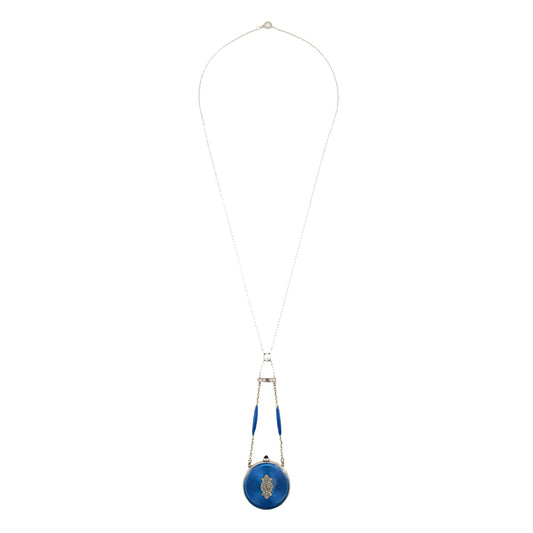 Antique Enamel Watch Pendant Necklace