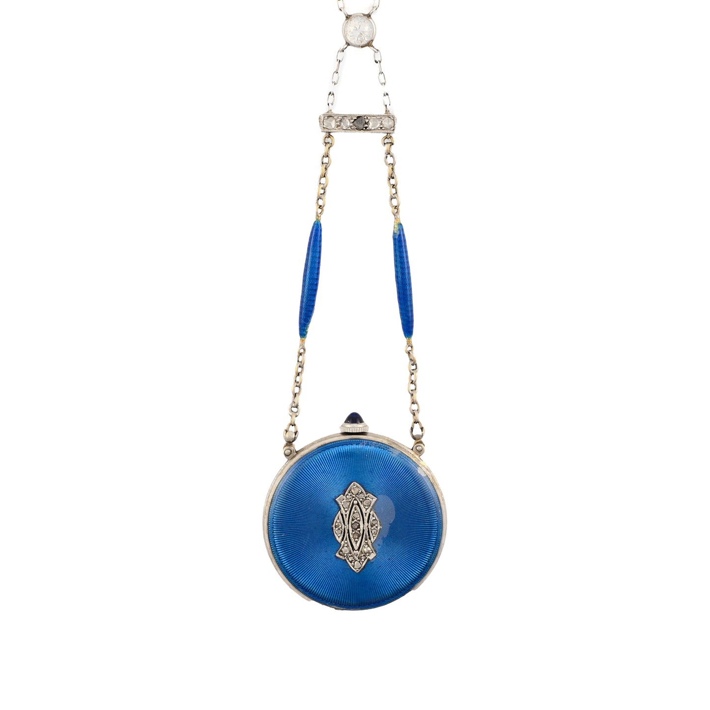 Antique Enamel Watch Pendant Necklace