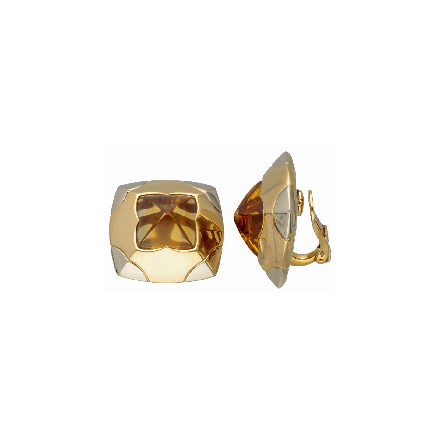 Bvlgari Citrine Earrings - Gold Pyramid Collection
