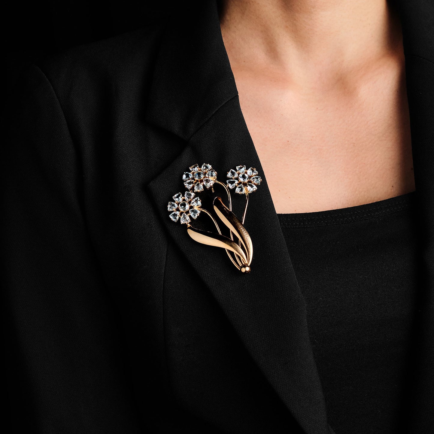 Cartier Aquamarine Flower Brooch