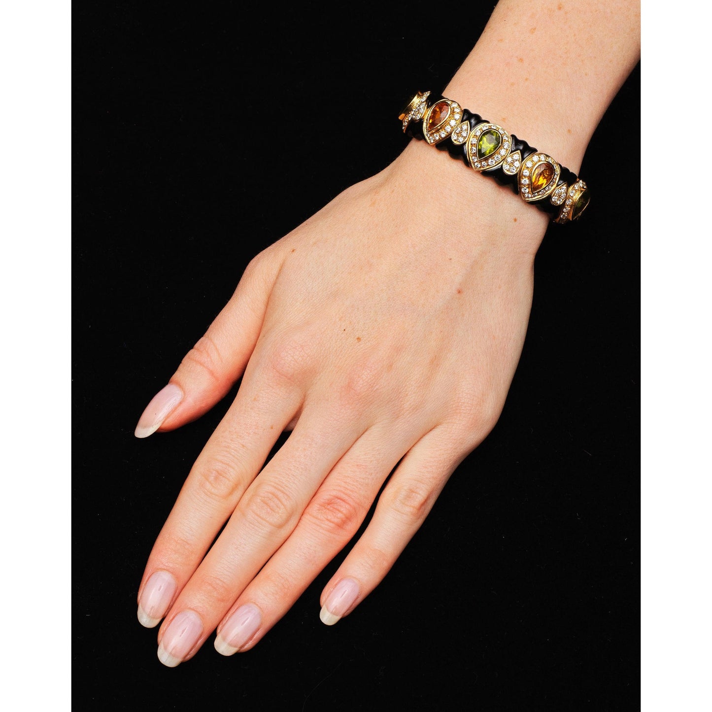 Vintage Gem-Set and Enamel Bangle and Earrings