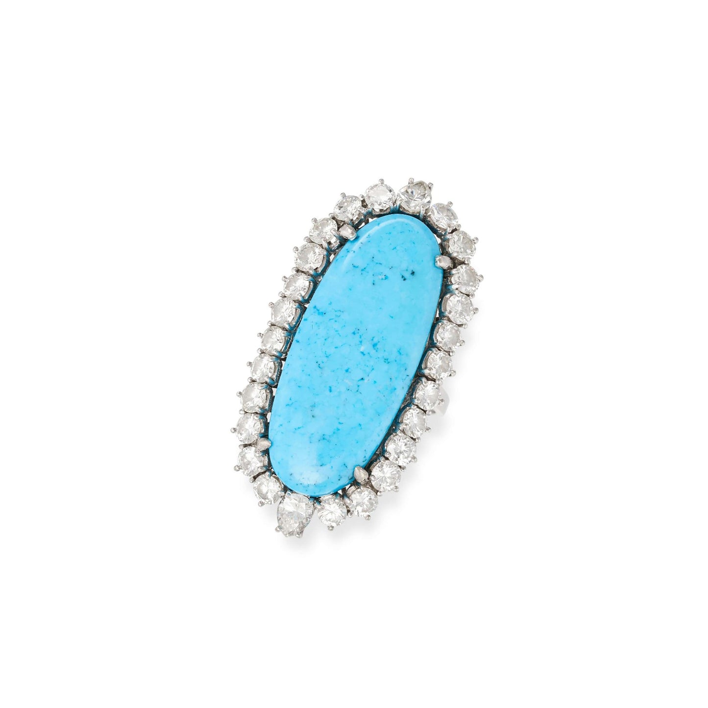 Vintage Turquoise and Diamond Cluster Ring