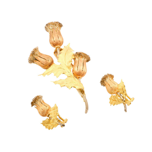Buccellati Flower Brooch and Earrings