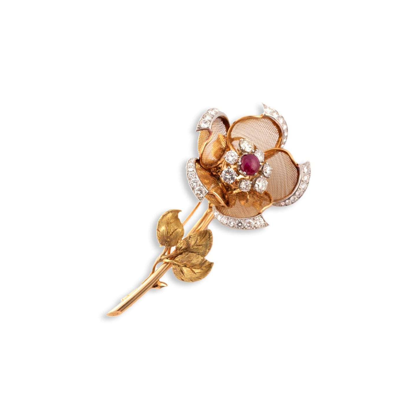 Vintage Flower Brooch, Attributed to Cartier