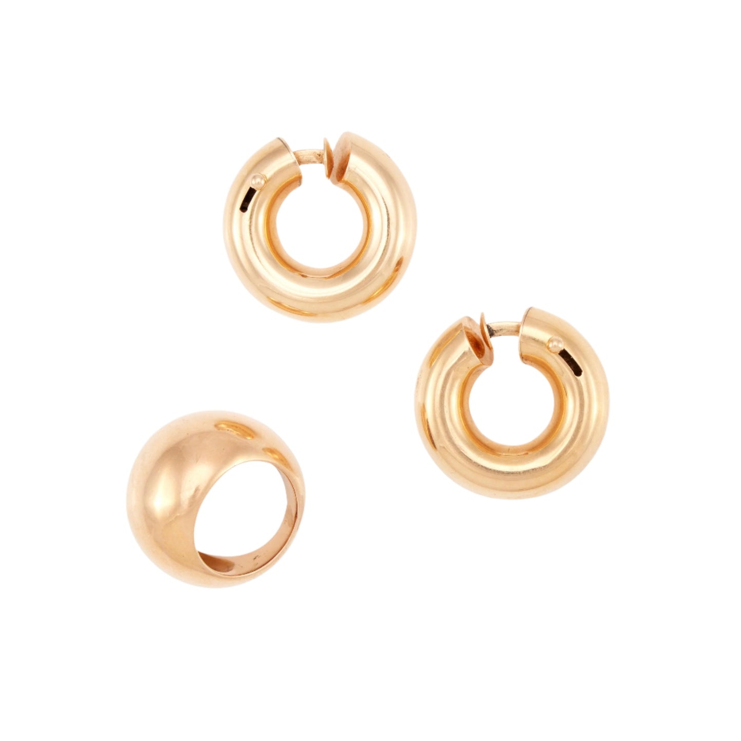 Vintage Earrings and Dome Ring