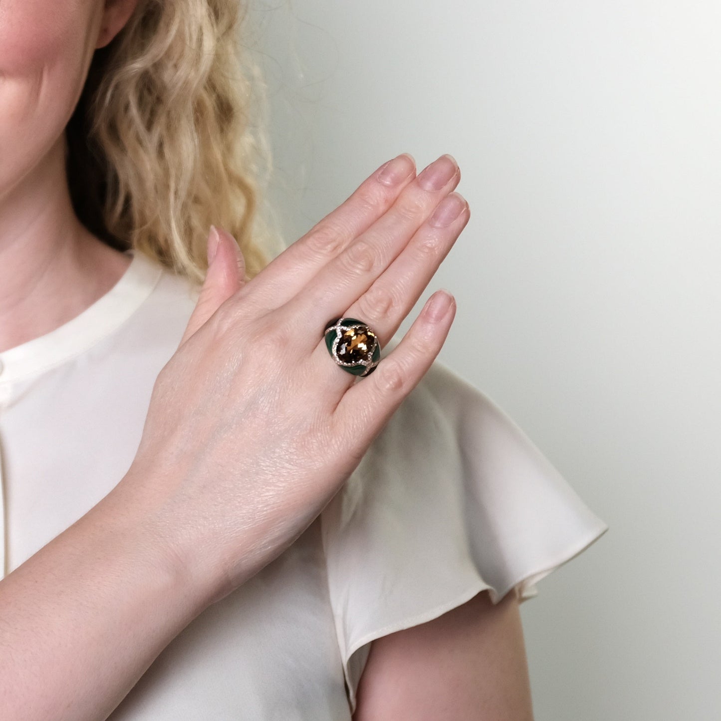 Vintage Citrine and Malachite Ring