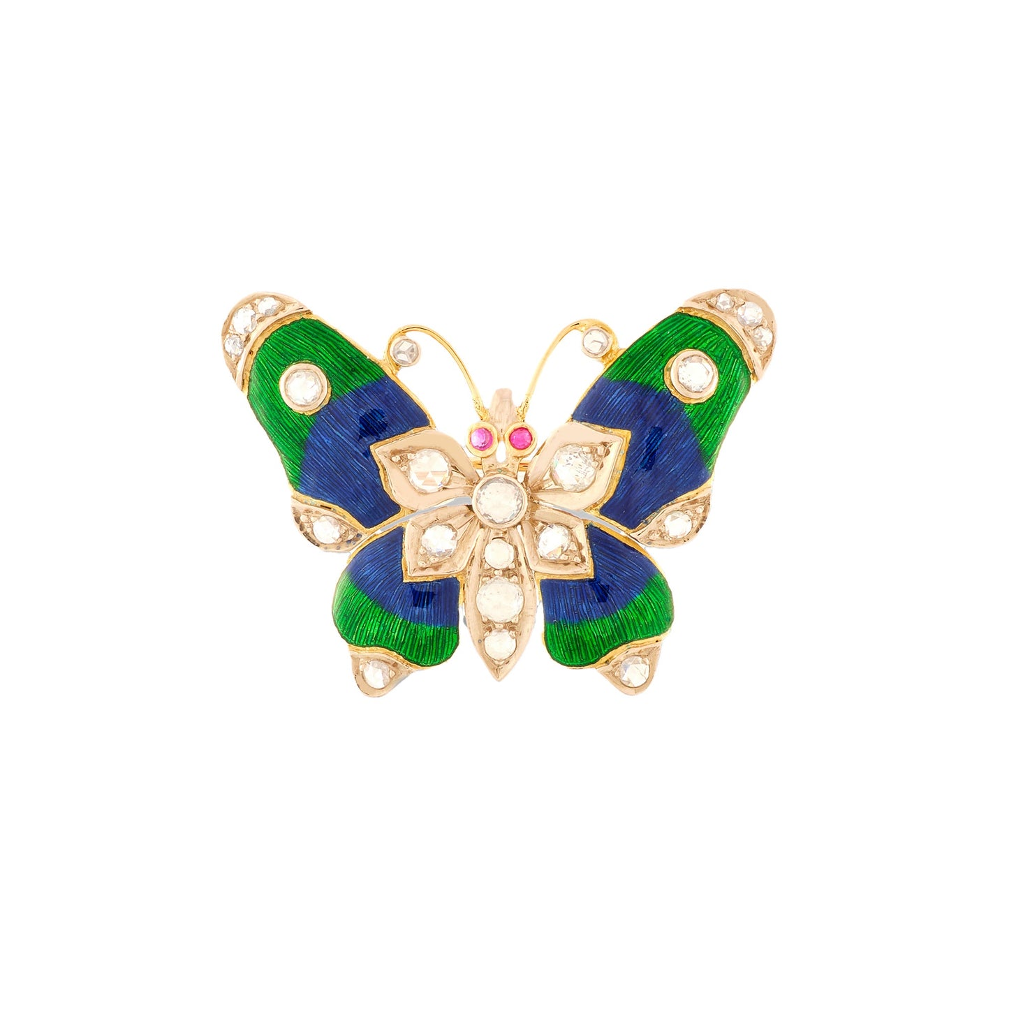 Vintage Enamel and Diamond Butterfly Brooch