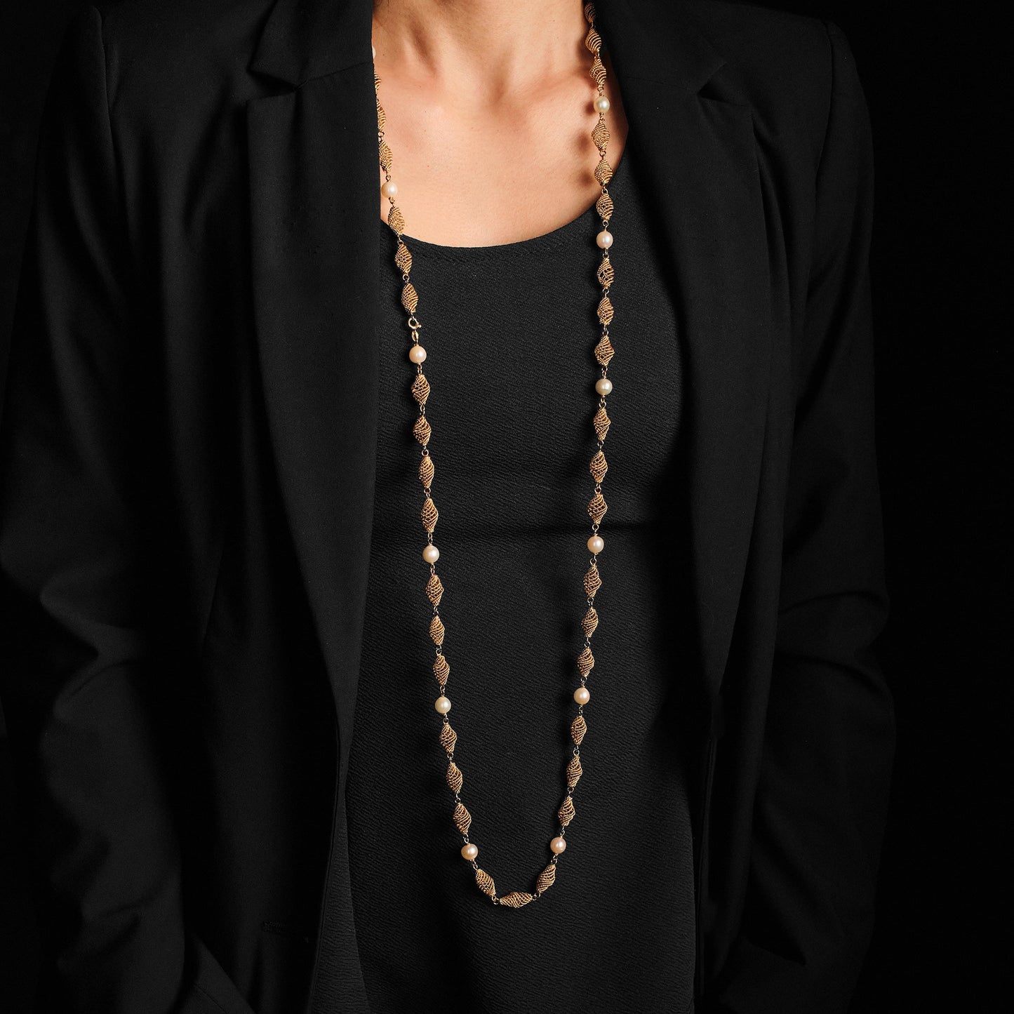 Vintage Filigree Pearl Sautoir