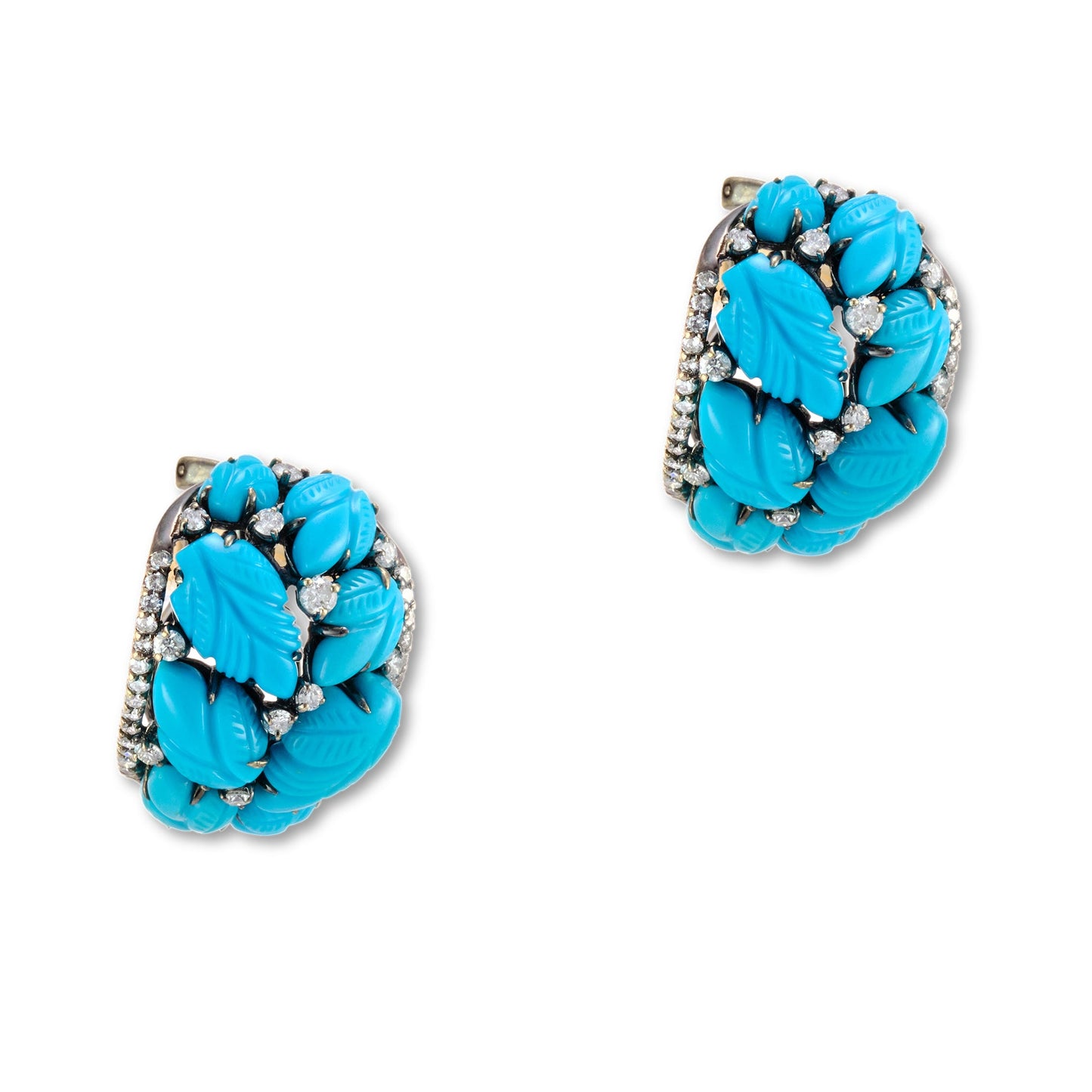 Vintage Carved Turquoise Earrings