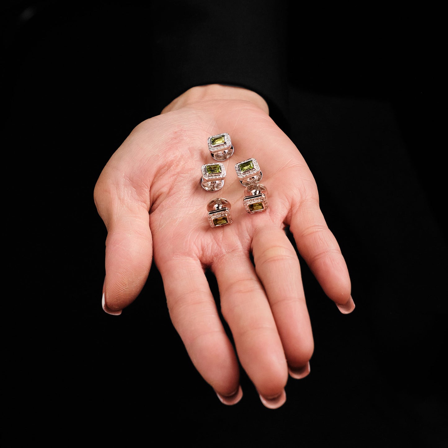 Vintage Peridot Shirt Studs