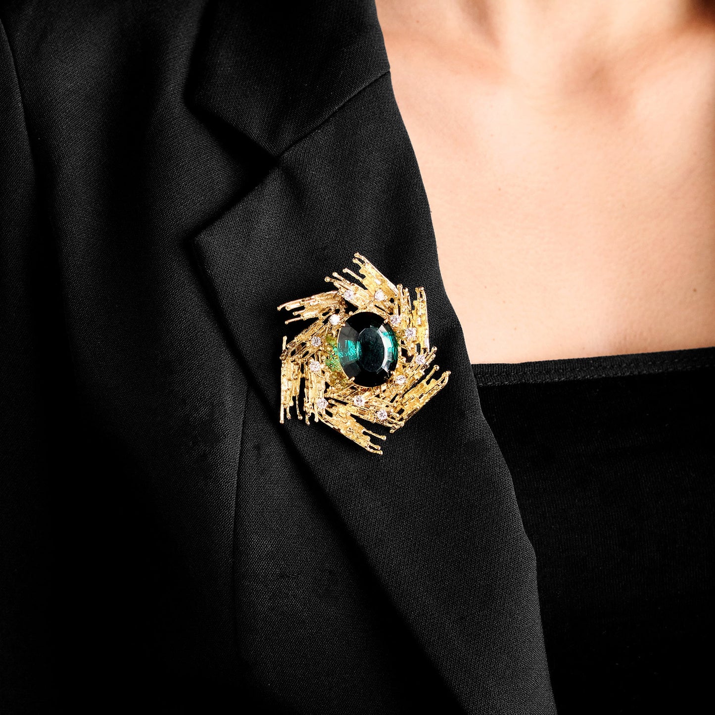 George Weil Tourmaline & Diamond Brooch