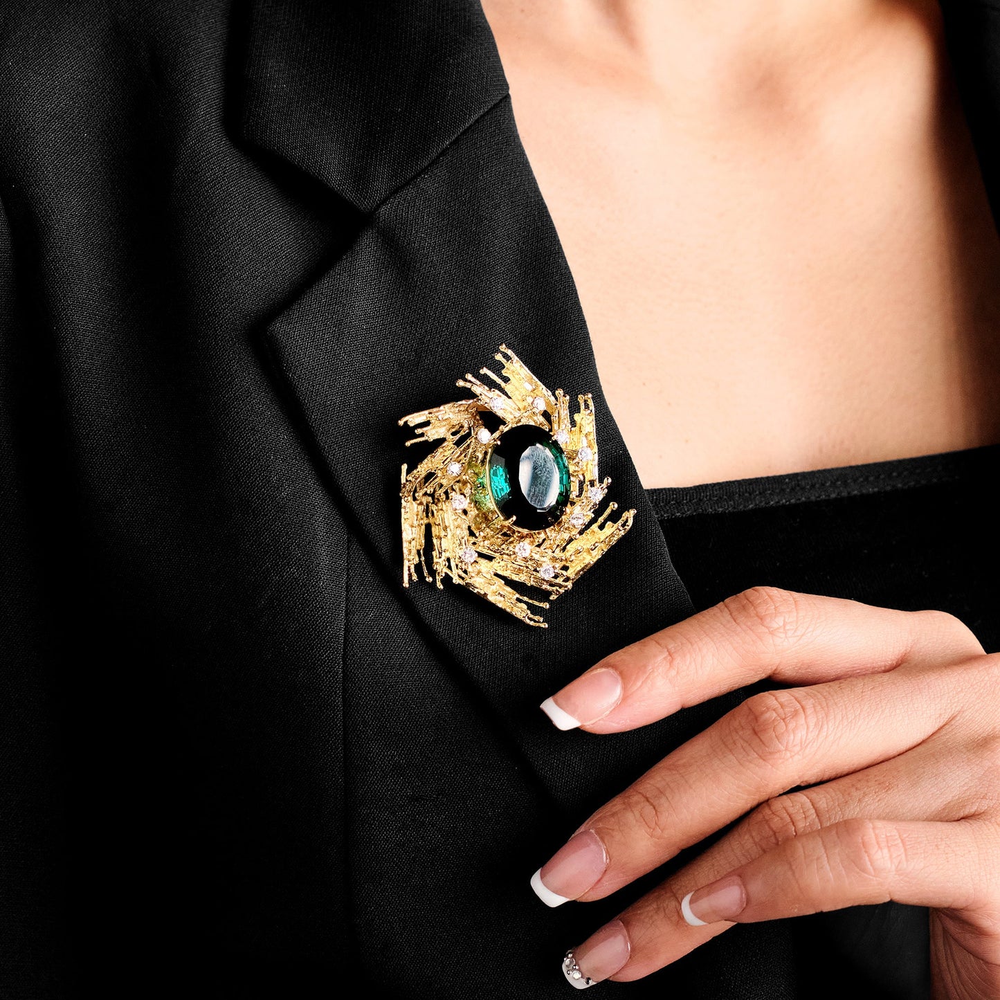 George Weil Tourmaline & Diamond Brooch