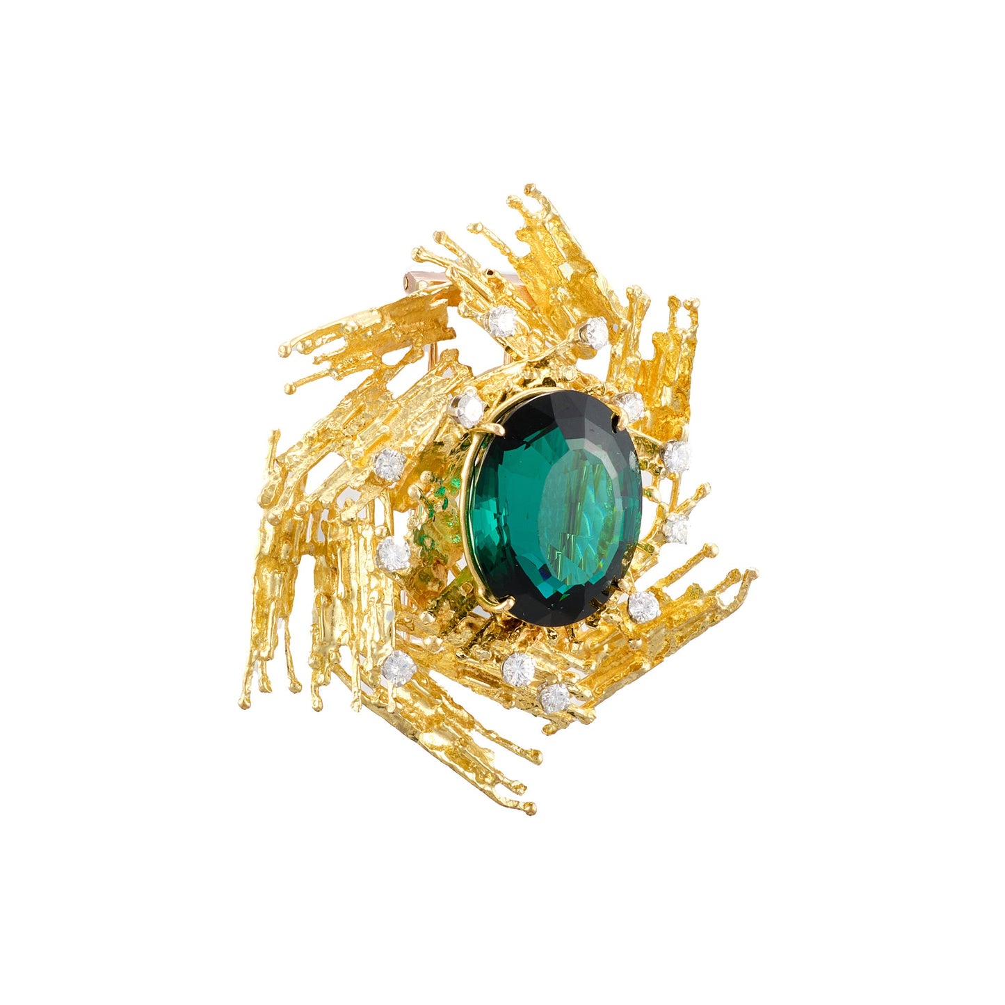 George Weil Tourmaline & Diamond Brooch