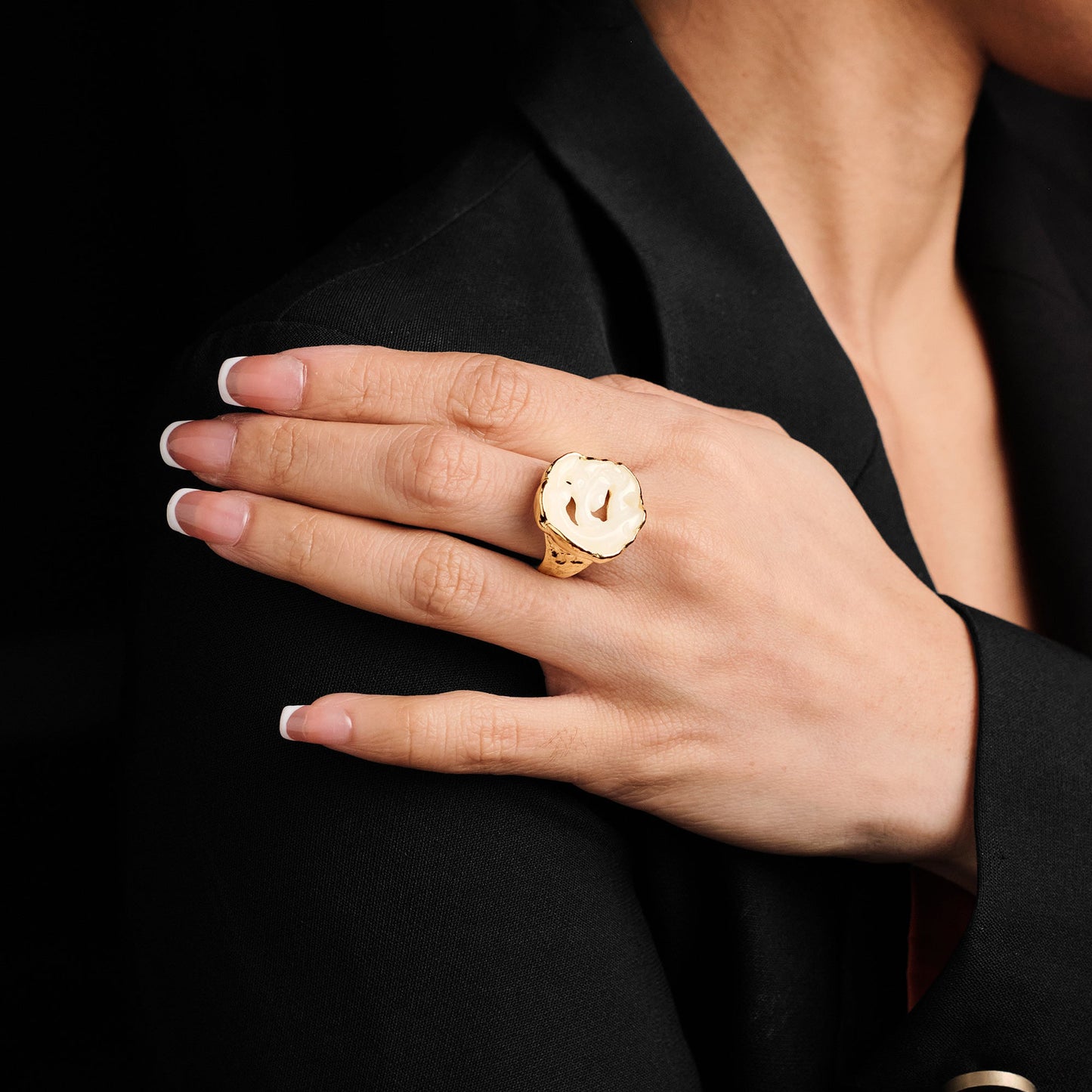 Ed Wiener White Jade Ring