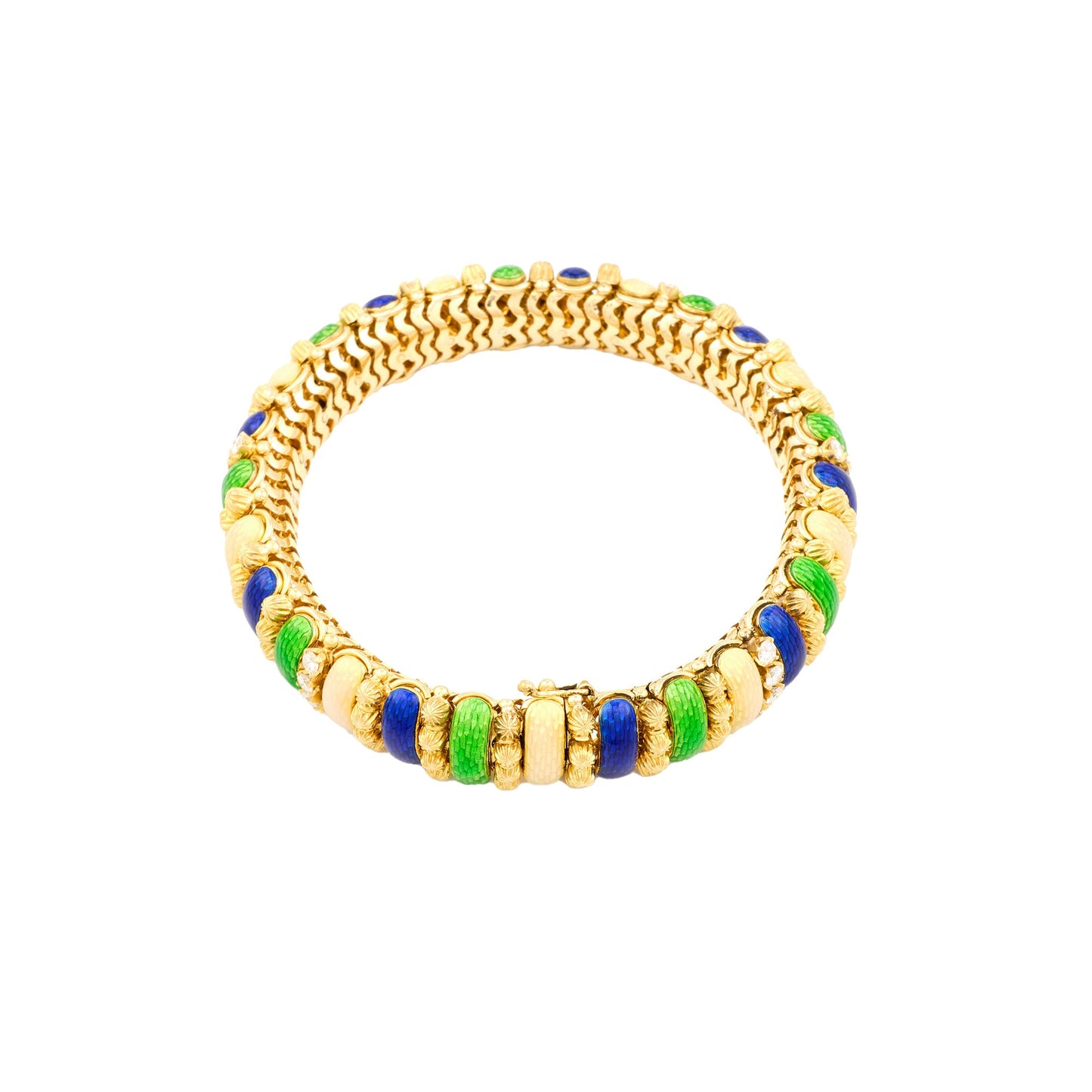 Vintage Enamel and Diamond Bracelet