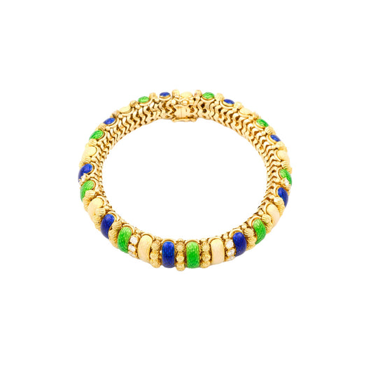 Vintage Enamel and Diamond Bracelet