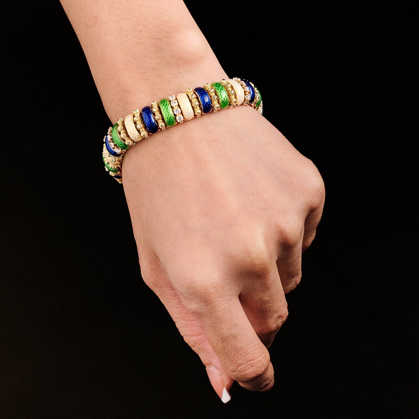 Vintage Enamel and Diamond Bracelet