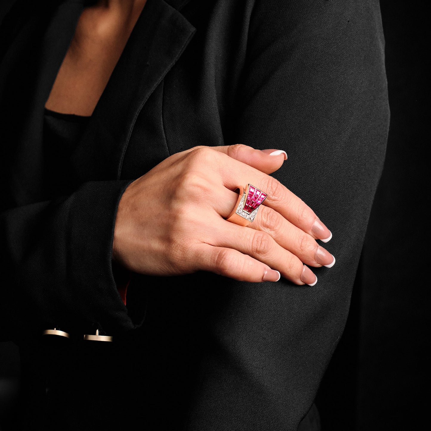 Vintage Tank Ruby Ring