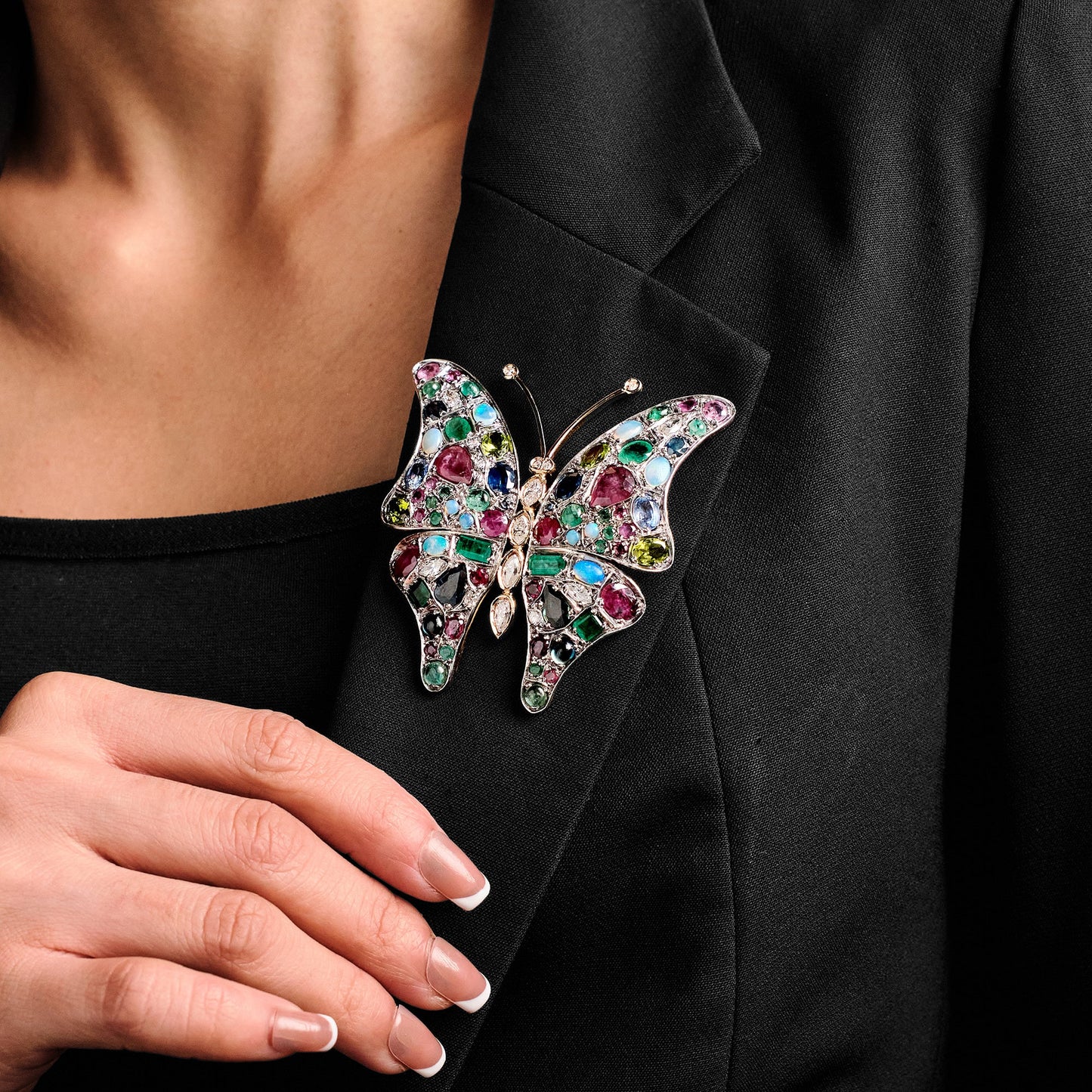 Vintage Multigem Butterfly Brooch