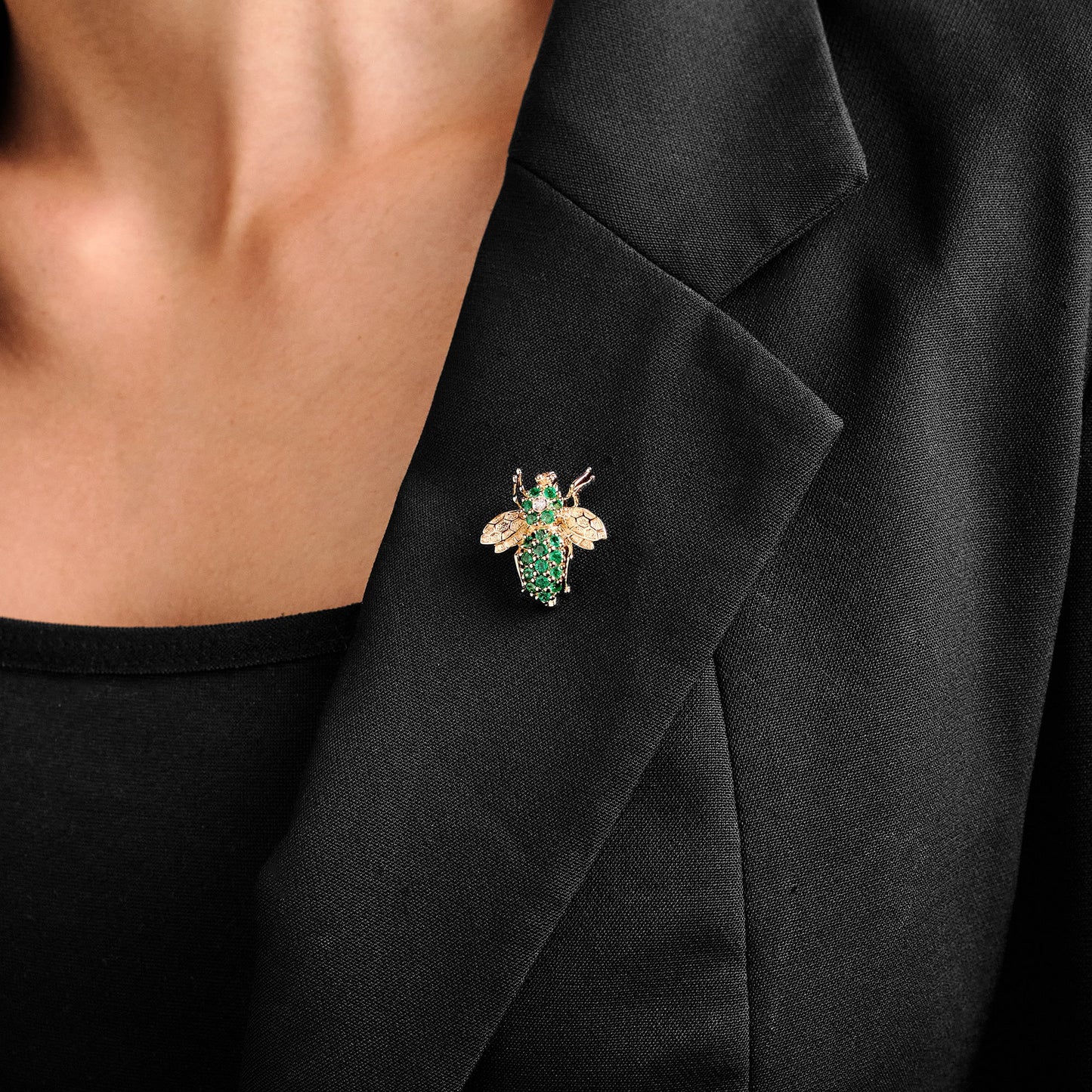 Vintage Bumblebee Emerald Brooch